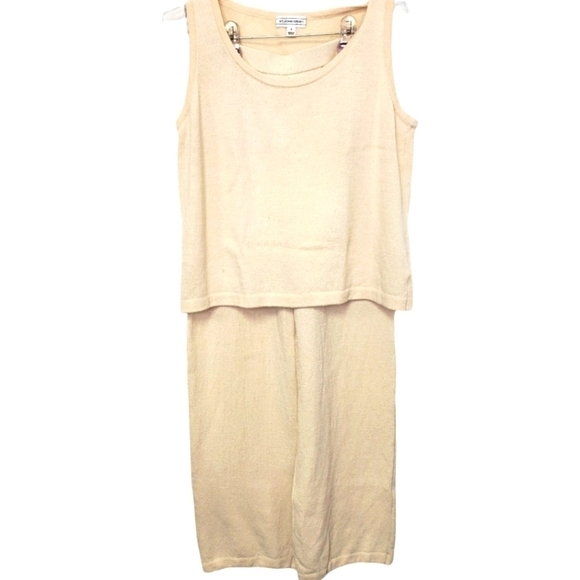 St. John Evening Vtg Pant & Tank Suit Winter Ivory Knit Small sz 2 See Details - Picture 3 of 12